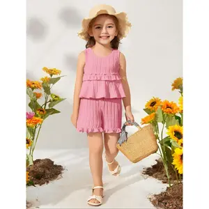 Toddler Girl's Striped Print Ruffle Trim Romper & Shorts Set, Casual Cute Two-piece Outfits  Summer, Kids Clothes  Daily Wear for