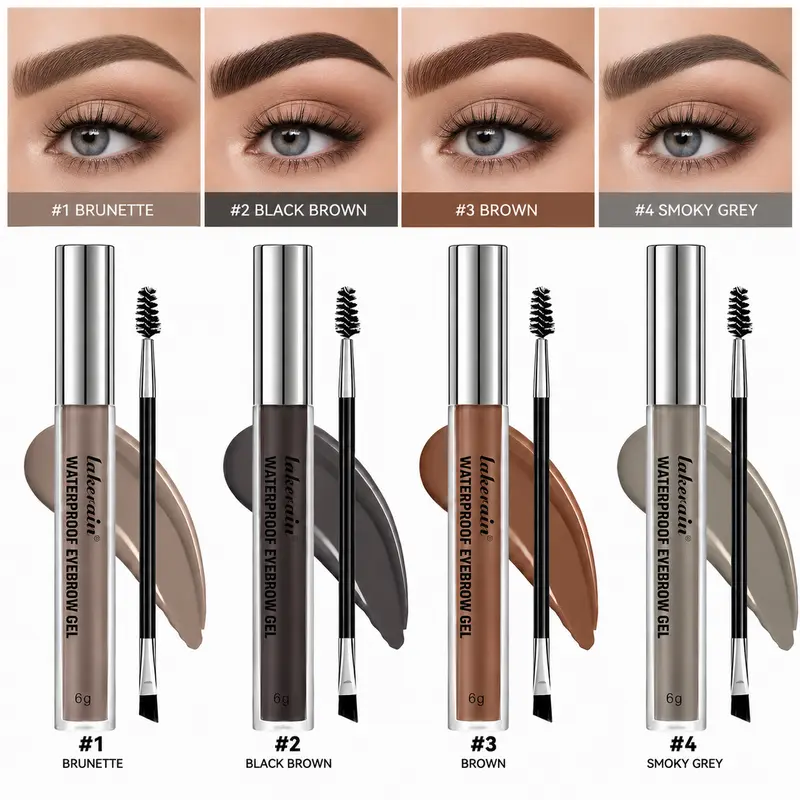 4 Count Waterproof Eyebrow Gel Set,  Long Lasting Durable Brow Gel, Waterproof&Sweatproof, Highly Tinted Liquid Eye Brow Makeup