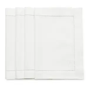 Cotton Linen Hemstitch Placemats - White, Washable, Ideal for Tableware, Versatile Design