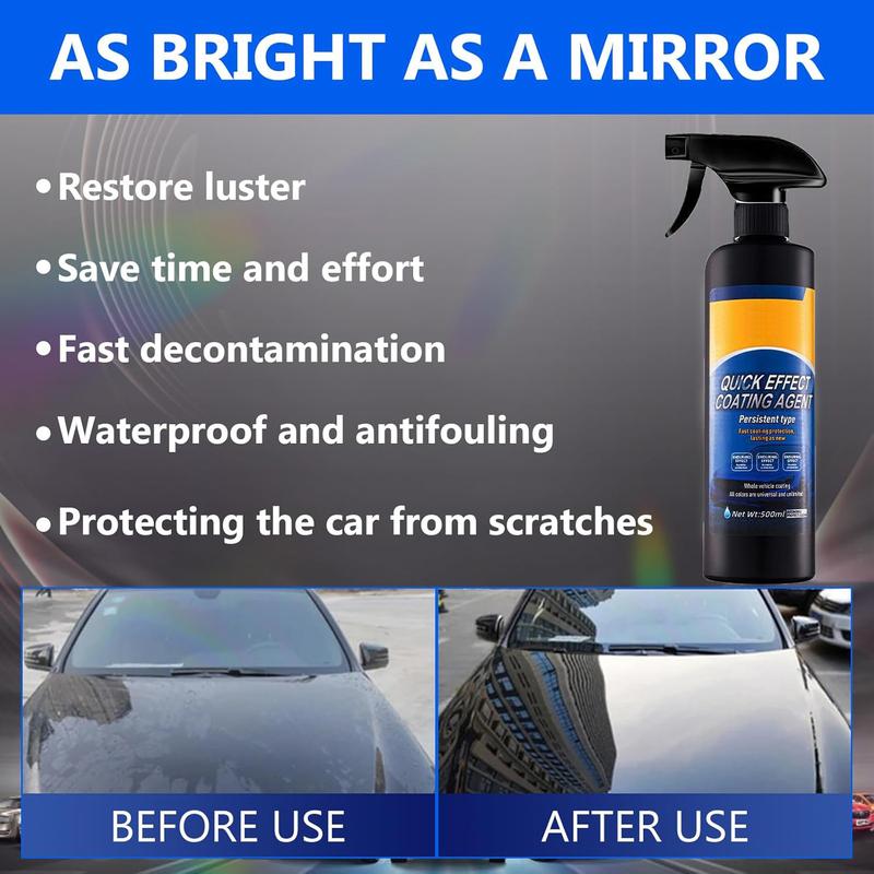 SOPAMI Quick Effect Coating Agent 16.9 fl oz Waterless Ceramic Coating Car Wax Detail Polish Cleaner for Boat Glasses & Cars Body Window Glass Headlight Quick Shine Restoration Kit 500 ml