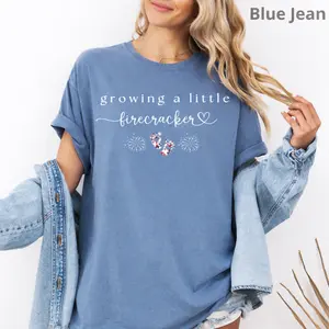 Comfort Colors Pregnancy Reveal 4th of July Shirt, Growing a Firecracker Baby Tee, Patriotic Mom To Be Gift Comfort Colors T-Shirt