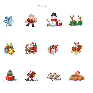 Christmas LED Lights Snowflakes Santa Claus Night Lights Garage Party Window Display Room Wall Decorations PET Glitter