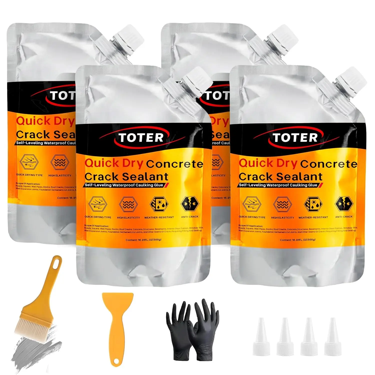 Concrete Crack Filler, Professional Self-Leveling Cement Crack Filler and Concrete Crack Repair Sealant for Driveways, Foundations and Pavement | All-Weather, Permanent Outdoor Repair