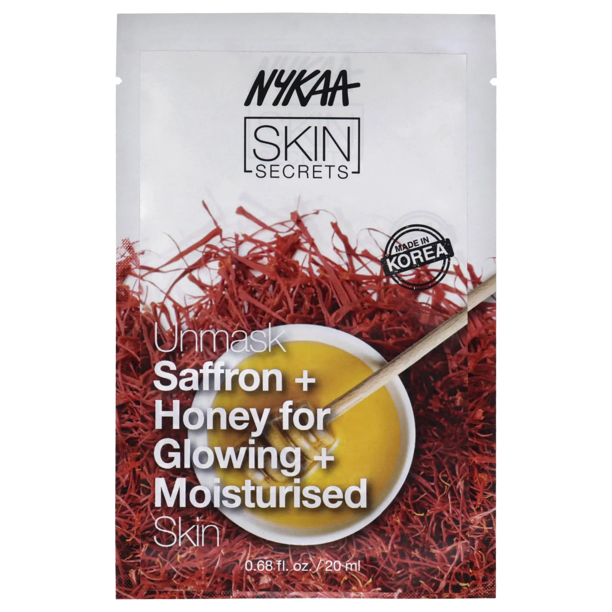 Nykaa Naturals Nourishing Saffron-Honey Skin Secrets Sheet Mask for Women - 1 Piece, Glowing Skin, Daily Use, Simple Routine