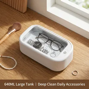 Ultrasonic Jewelry Cleaner for Glasses, Watches & Rings, 48kHz 40W, One‑Button 5/10‑Min, 304 Stainless Tank