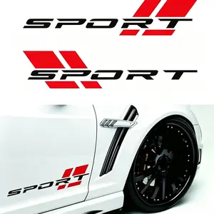 Automotive Sports Letter Vinyl Stickers, 2 Packs 16in White & Red Truck Side Decals, Compatible with Ford, Chevrolet, Dodge, Nissan, Toyota & All General Motors Models