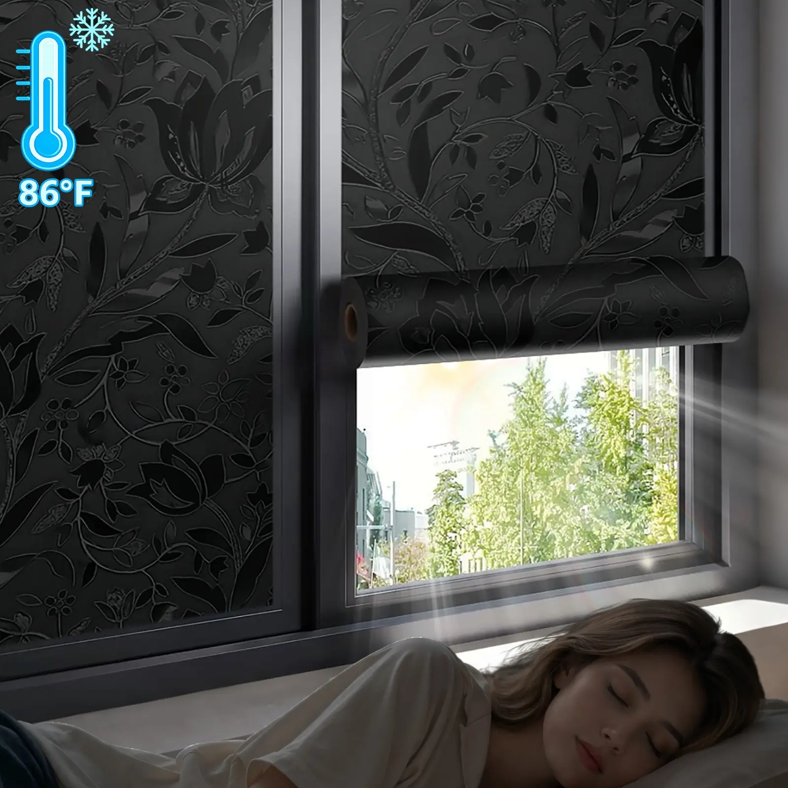 Tulip Pattern Removable Window Sticker, Decal Sticker, Decorative Decal, Privacy Film, Static Adhesive Glass Membrane, Insulated UV Protection, Door and Window Decor, Window Decals For Glass Windows