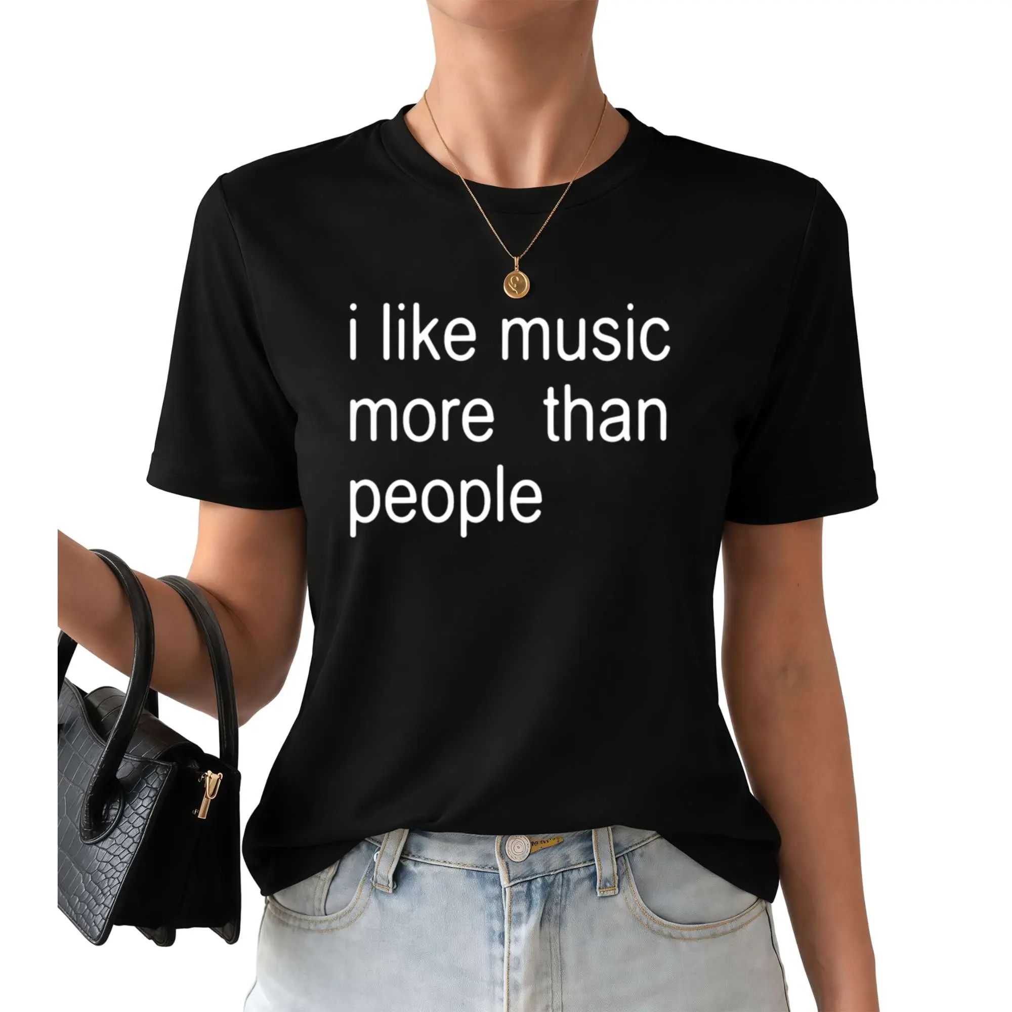 Funny Quote Unisex Tee, I like Music more than People, Music Lover Shirt, Graphic Tee, Sarcastic Gift, Introvert Apparel, Humor Top, Adult funny T-shirt, Gift for Woman and Man Cotton Menswear