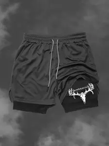 Swan Print Casual Summer Shorts, Fitted Multi-Pocket Design, Moderate Fabric Thickness, Perfect for Sports & Daily Wear, Athleisure Shorts, Casual Athletic Shorts
