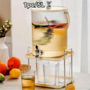 5000ml Large Capacity Plastic Beverage Dispenser with Tap for Parties Outdoor Camping Ice Bucket