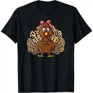Thanksgiving Leopard Turkey Women Girl Autumn Fall season T-Shirt