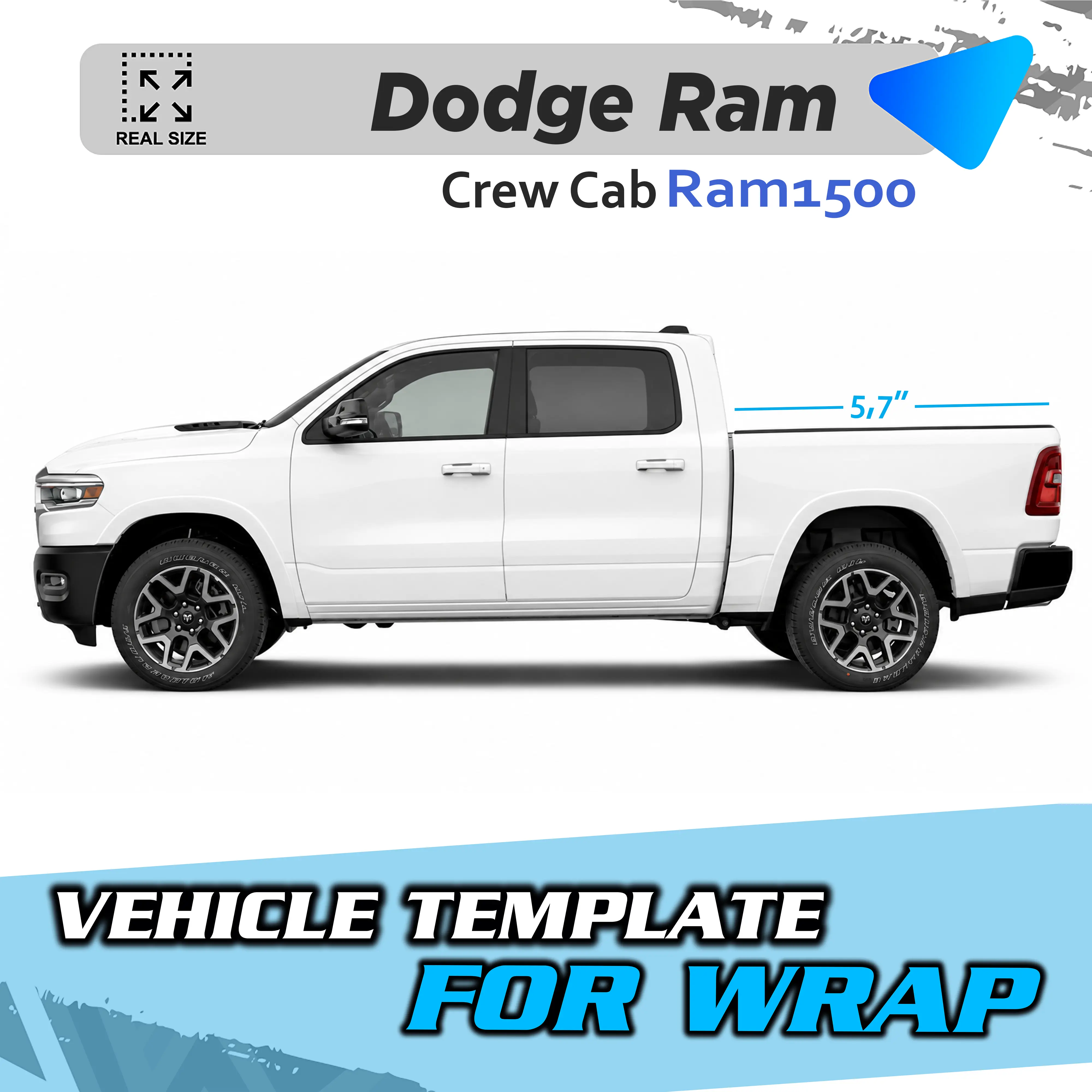 VEHICLE TEMPLATE FOR WRAP RAM CREW CAB 1500 1:1 Scale