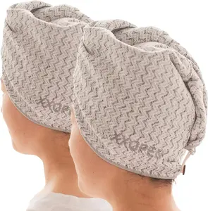 Curly Hair Essential: Microfiber Hair Towel Wrap for Women with Long Hair - Anti-Frizz, Plopping Hair Towel - 2-Pack (M1016-2pcs)