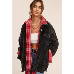 La Miel Daisy Jacket - Oversized Corduroy Button-Up with Dropped Sleeves & Front Pockets - 100% Cotton Casual Style - Fabric