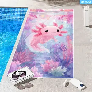 Cute Pink Axolotl Beach Towel, Colorful, Multiple Specifications Available, Soft Fabric, Ideal for Beach & Pool Use, Dreamy Underwater Design, Adds Whimsical Style to Your Outings