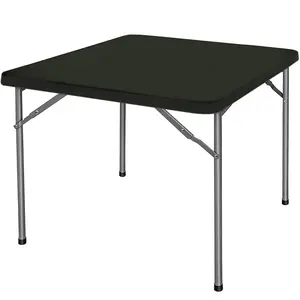 34 Inch Folding Card Table, Adjustable Height, Portable Plastic Square Table for Crafting, Dining, and Puzzles - Collapsible Legs for Easy Storage, Ideal for Indoor and Outdoor Activities