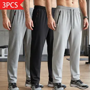 3-Pack – Men’s Casual Pants, Men’s Athletic Pants, Men’s Straight-Leg Pants, Solid Color, High Stretch Quick Dry, Versatile and Durable, Suitable for Gym, Commuting, Home, and Leisure,summervibes