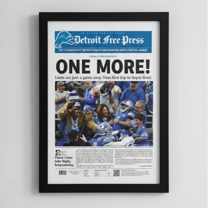 2024 Detroit Lions Divisional Playoff Champions Unframed Newspaper Edition