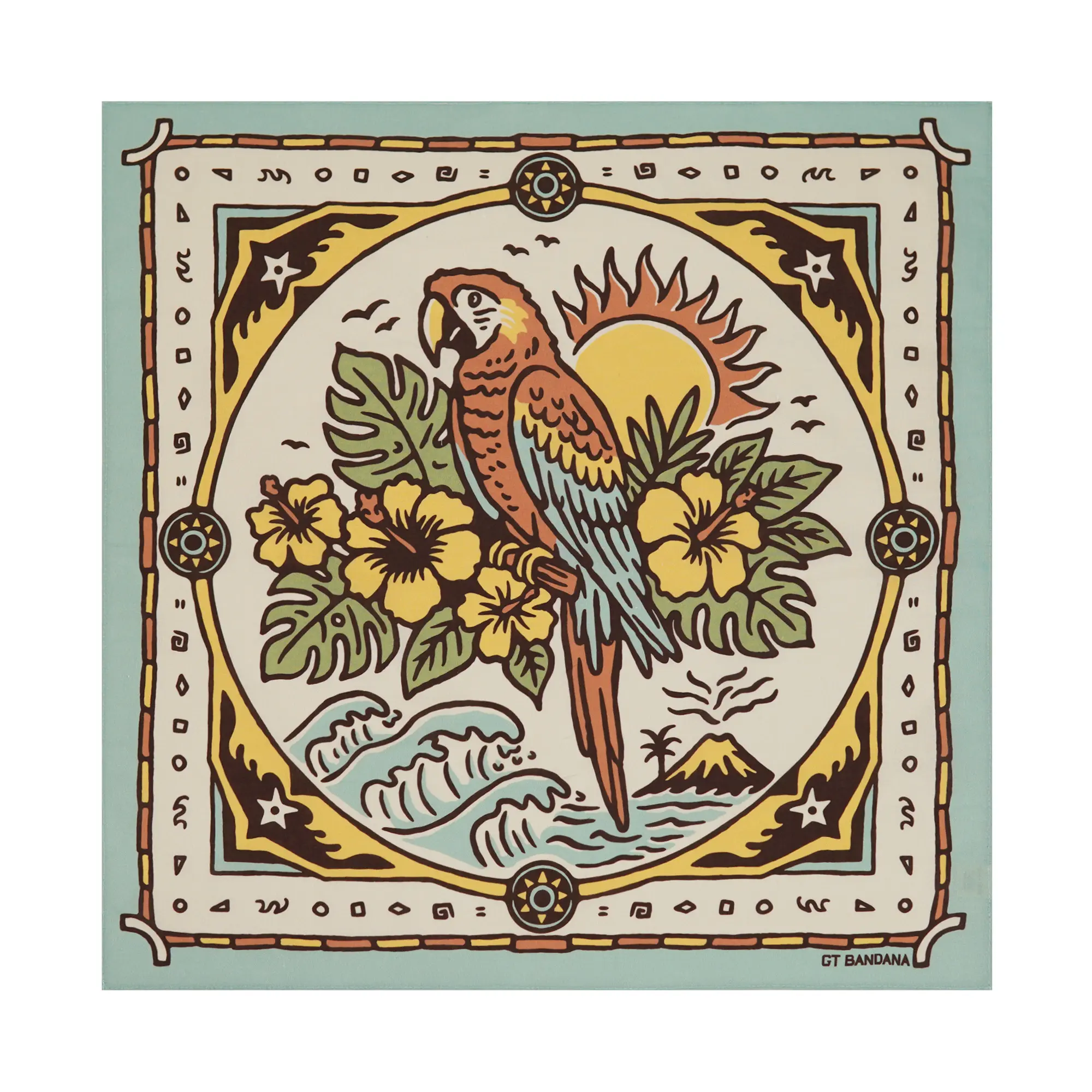 GT BANDANA Tropical Print Cotton Head Scarf, 22x22" Retro Surf-Style Bandana for Men & Women, Soft Multi-Purpose Accessory for Beach & Festivals, Convertible Head Scarves, Dual-Purpose Head Scarves