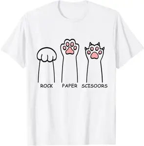 Rock Paper Scissors Hand Game Funny Cat Paws Mens Womens T-Shirt