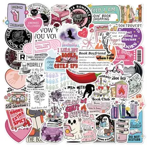 Romantic Reading Series Sticker, 50pcs/set Self Adhesive Decorative Stickers, DIY Decals for Water Bottle, Laptop, Cellphone Case, Scrapbooking, Journal Making