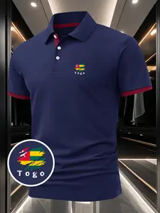 Men's Summer Short-Sleeve Polo Shirt - Togo Flag Print Design, Minimalist & Stylish, Breathable & Comfortable, Suitable for Daily Wear, Sports & Fitness, Business Gatherings, A Must-Have Casual Shirt for Mature Men