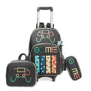 Gamer Boy 3-in-1 Rolling Backpack Set | Detachable Lunch Bag + Pencil Case | Back to School Gaming Gear