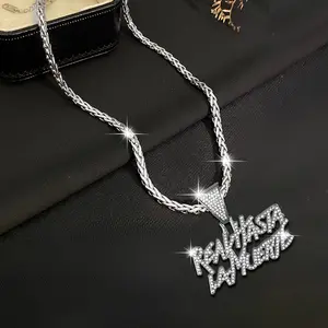 Unisex Alphabet Pendant Necklace with Cuban Link Design, 20-Inch Chain, Hip Hop Costume Jewelry, Ideal for Rappers, Women's Necklace