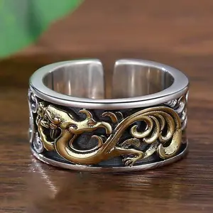 Dragon Pattern Open Ring Silver Open Adjustable Index Finger Ring Fashion Accessories