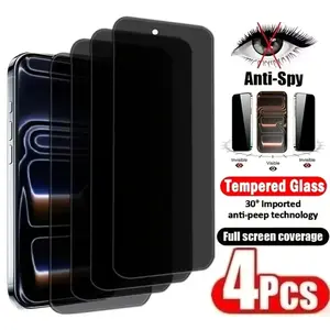 4Pcs Anti-Privacy Screen Protector Compatible with iPhone 17 16 15 14 13 12 11 Pro Max Mini 17Air XR XS 15 16 Plus 16E Glass