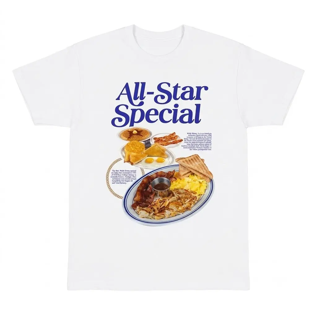 All-Star Special Breakfast T-Shirt, Unisex Graphic T-shirt, Vintage 90s style top clothing, Unisex graphic Streetwear shirts Aesthetic Baggy
