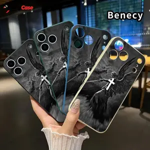 DarlingCase for iPhone 17 16 Pro Max 15 Plus 14 13 12 11  Air Pro Max Plus Christian Aesthetics Cross Judgement Angel Cross Pattern Pocket-Friendly Shockproof Silicone Protective Cellphone Softcase Gift For Girls and Women