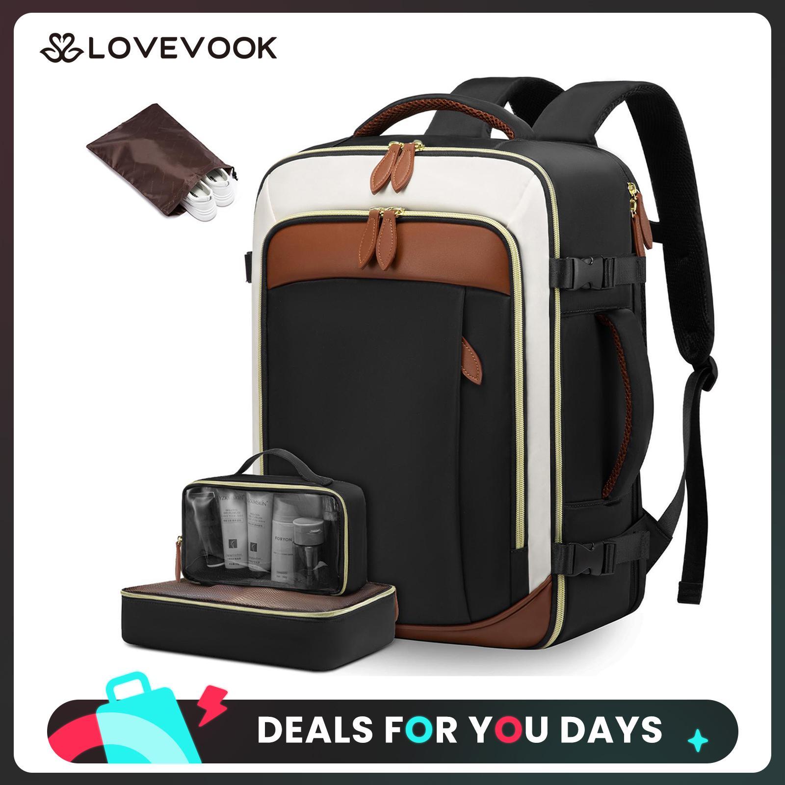 LOVEVOOK TSA-Friendly Travel Backpack with Storage Bag and Toiletry Bag - Fits 17-Inch Laptop, Travel Essentials, for Hiking, Overnight, Weekend Trips and Business Travel. DealsForYouDays