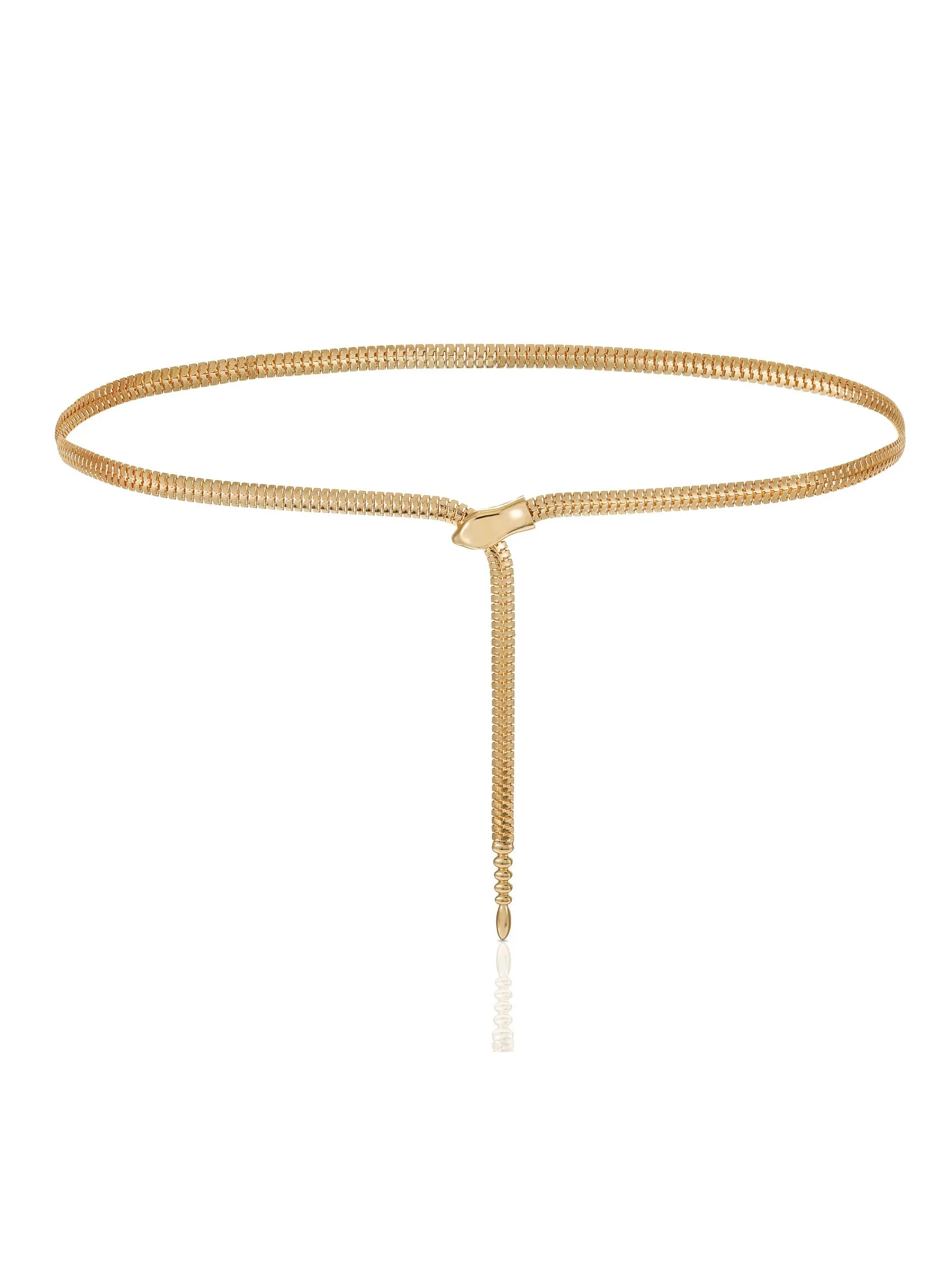 Ettika Wrap & Clip Dual-Wear Waist and Necklace Chain Steel Gold Tone Plated 42 Inch Total Length China Made Waistbeads