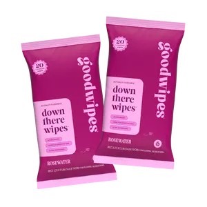 Goodwipes 4pk. 20ct. Rosewater Down There Wipes | Flushable Feminine Wipes | pH-Balanced Soft & Cleansing for Daily Use
