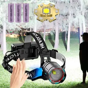 Rechargeable Headlamp, USB Rechargeable Headlamp, Outdoor Waterproof Headlamp with Induction Switch, Headlamp with Zoom Function, Suitable for Camping, Hunting, Working and Fishing, Headlamp Hiking