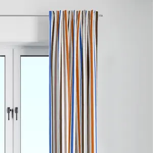 Bacati - Single Light Filtering Curtain Panel Mod Sports Blue/Orange/Brown