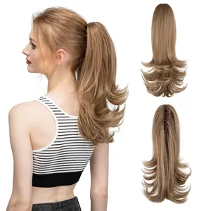 VASILIA 14" Wavy Ponytail Extension for Women - Claw Clip Long Wavy Synthetic Hairpiece, Fluffy Natural Looking Hair for Women