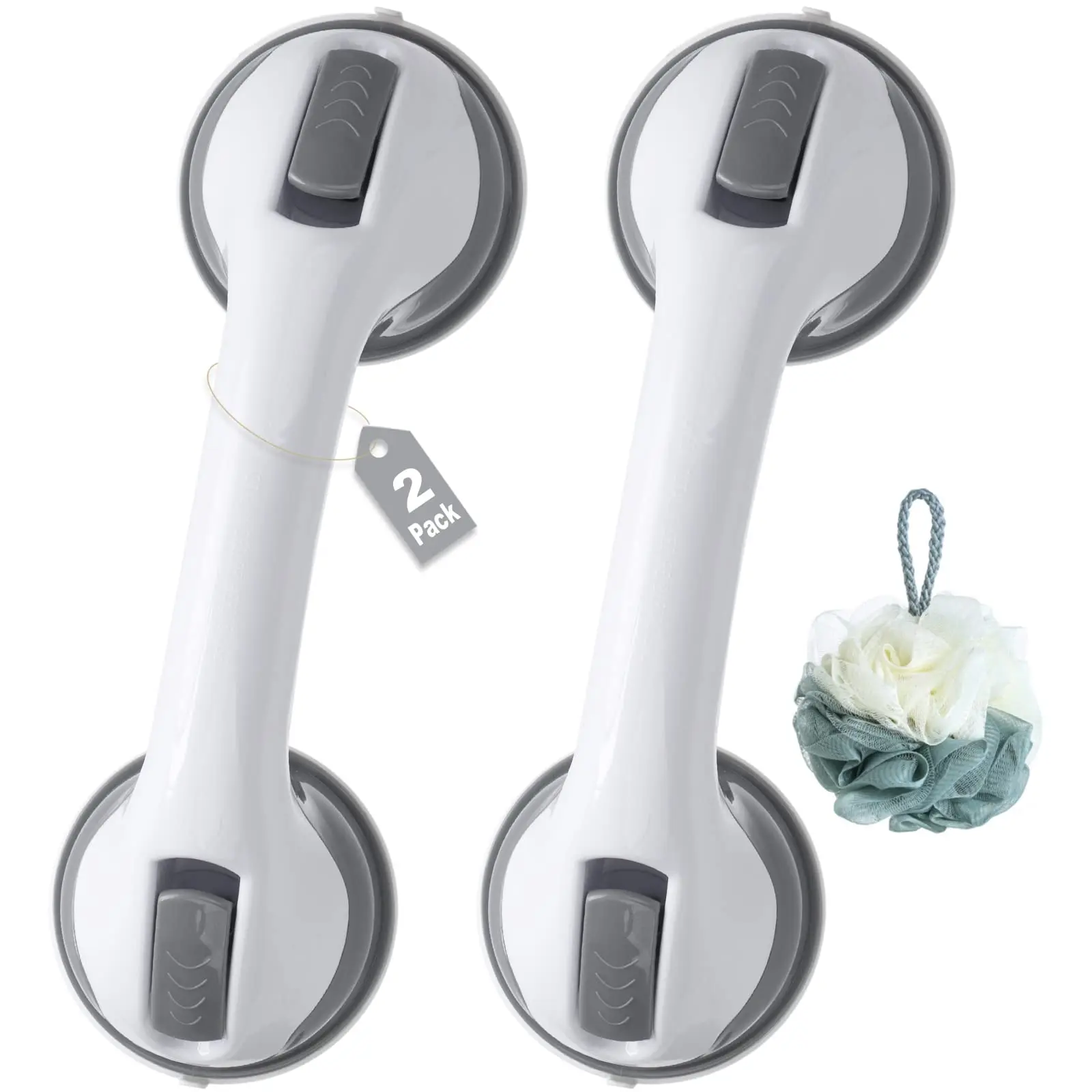 2 Pack Shower Handle, 12 inch grab bars for bathtubs and showers for Handicap, Mother, Elderly Seniors Assistance Products Baby Shower Handle Safety Cup Grip Non Slip Handicap