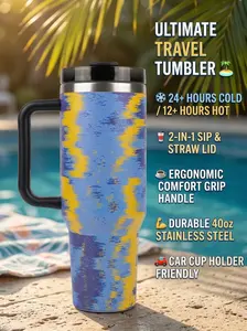 Premium Insulated Coffee Tumbler 750ml | Durable Handle Cup | Spill-Resistant Lid