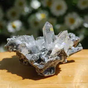 2.75in 81g Chlorite Optical Quartz Crystal Cluster, Self Healed Twin Flame, Corinto, Brazil