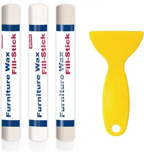 Wood Filler Sticks Colors White Wax Fill Stick, Wood Repair Kit for Scratches, Crack, Scuffs, Gouges on Wooden Funiture, Floors, Cabinets, Tables, and Doors-Rub Briskly Repair