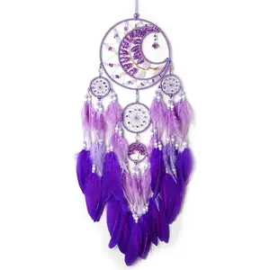 Large Dream Catchers,  Woven Moon   Stone Dream Catcher Wall  Ornament for Bedroom Living Room Wedding Party Decor, Festival Blessing Craft  ( Moon)