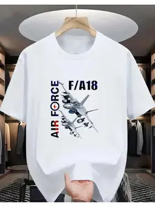 Super stylish F/A-18 fighter jet themed casual T-shirt, unisex, comfortable and skin-friendly, machine washable, full of trendy style loved by aviation enthusiasts, making it a perfect everyday wear or a great gift for aviation lovers.