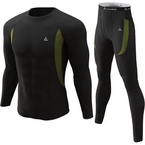 Mens Thermal Underwear Set with Fly Long Johns Base Layer Winter Hunting Gear Sport Top and Bottom