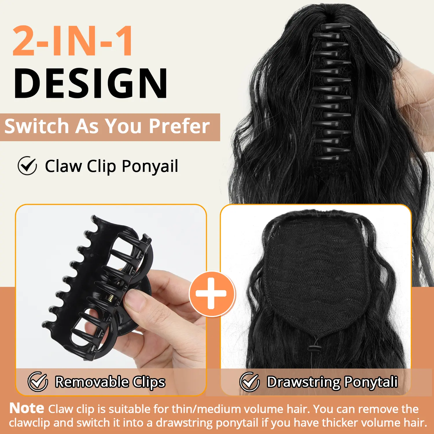 Iridescent Claw Ponytail Extension Black Brown 18" Curly Pony Tail Clip in Hair Extensions for Women Fluffy Natural Looking Synthetic Hairpiece for Daily Use Iridescent Claw Ponytail Extension Black Brown 18" Curly Pony Tail Clip in Hair Extensions for Women Fluffy Natural Looking Synthetic Hairpiece for Daily Use