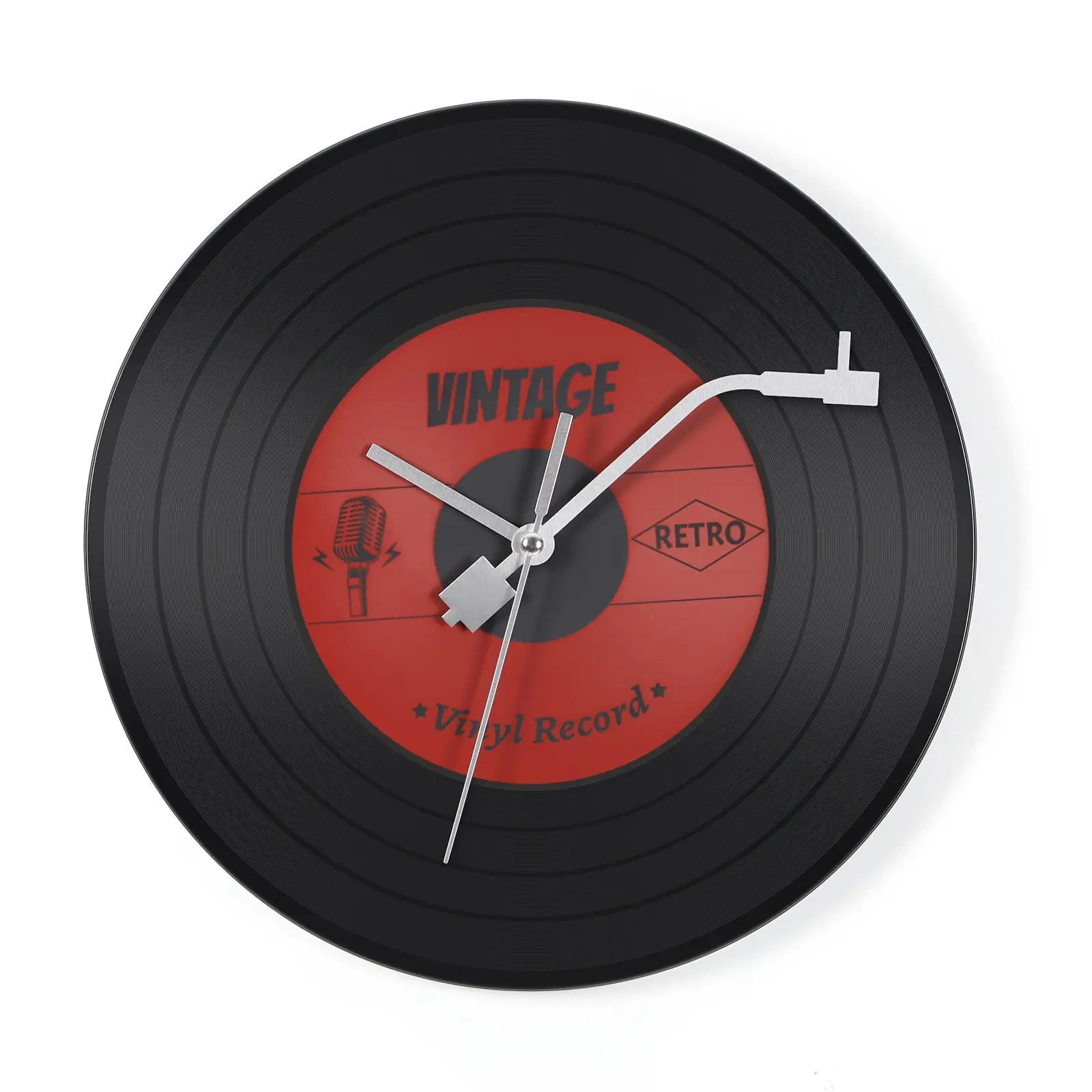 12-Inch Black Musical Vinyl Record Analog Clock - Battery-Powered Wall Decorative Clock, Bedroom & Funky Room Decor Home Accessory, Ideal Gift for Music Enthusiasts,summerwins