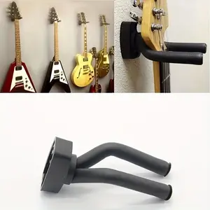 1 piece fashionable black guitar wall hanger - Space-saving double guitar stand, easy to install wall organizer, suitable for acoustic and electric guitars, simple design home studio and music room accessories, solid installation
