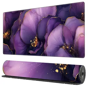 BHJLAXR Purple Marble Pattern Mouse Pad, 1 Count Rectangle Gaming Mouse Pad, Non-Slip Rubber Base Mousepad with Stitched Edges, Keyboard Mouse Mat for Work, Game, Office, Home