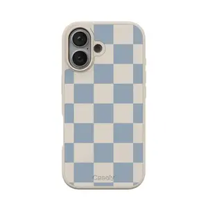Casely iPhone 17 Case | Fit Check | Light Blue Checkerboard  | Align Soft-Touch Flexible Bumper Case | Compatible with MagSafe